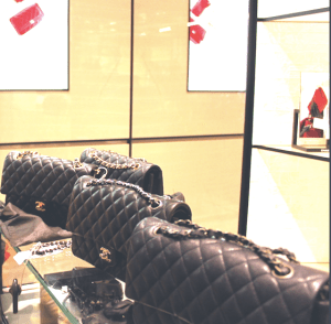 different chain colors and different texture of leather - all classic double flap bags