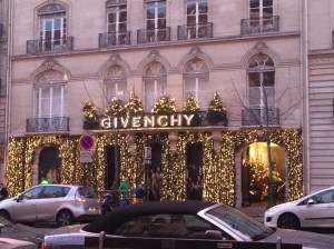 Givenchy boutique with Christmas decor