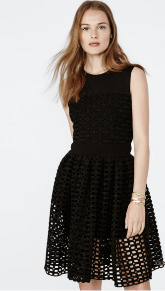 Maje Restano Black puffball dress with Guipure lace