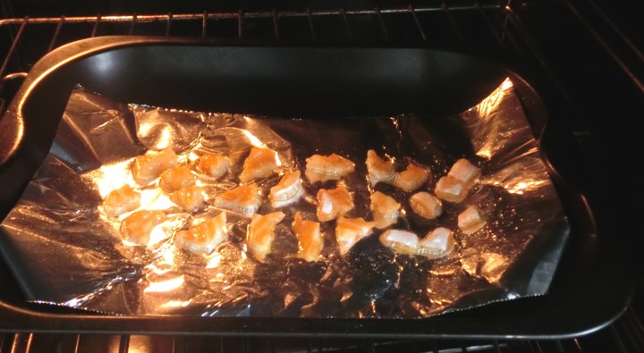 home baked dog treat with salmon treat