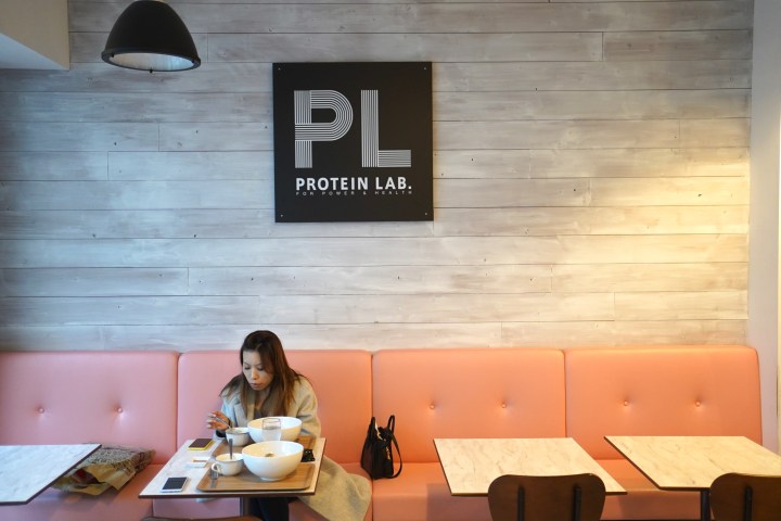 pink interior at protein lab